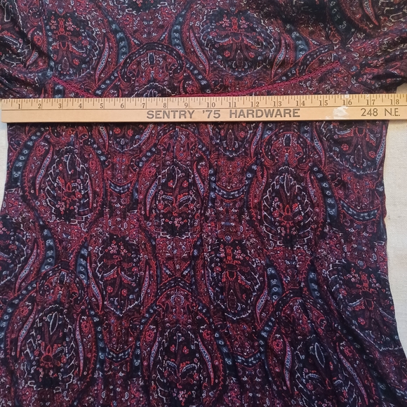 American Eagle Outfitters Burgundy Paisley Midi Dress Women's Size XS - Picture 9 of 10